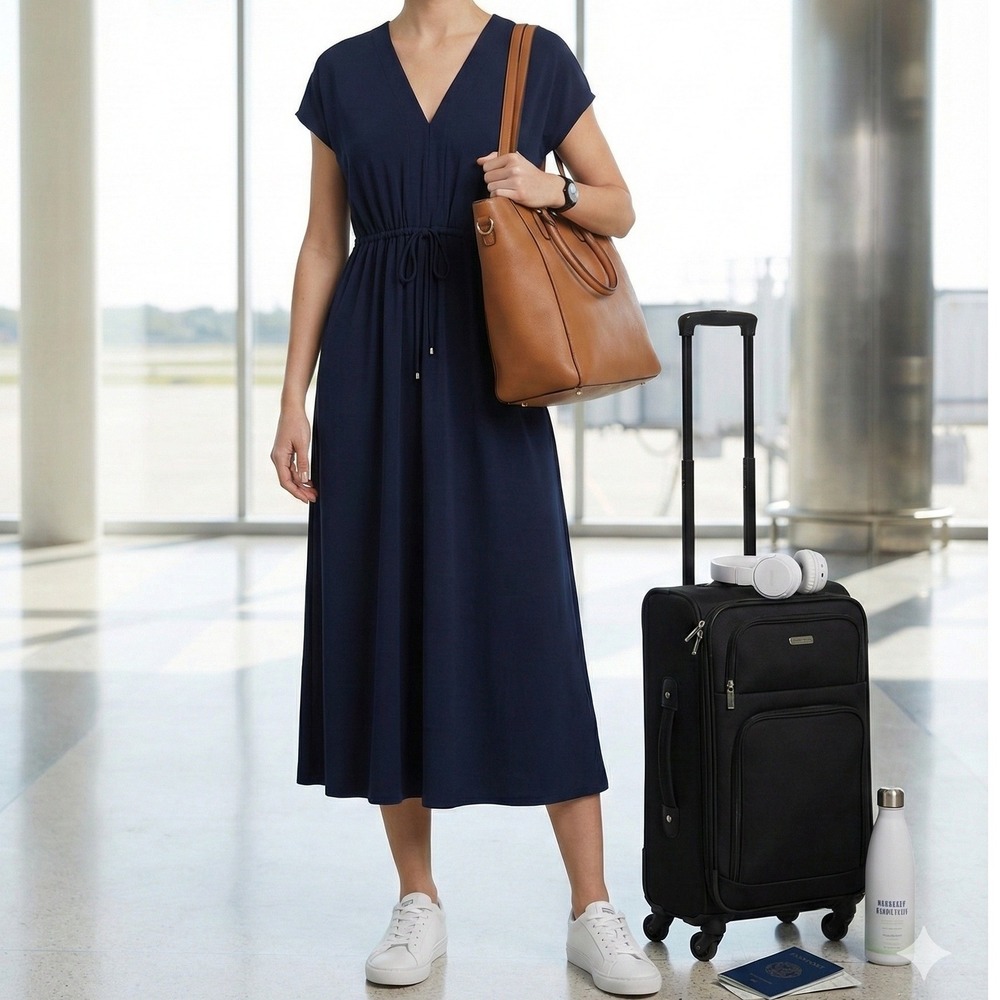 Boston‎ Proper Womens Black Maxi Dress V-Neck Drawstring Waist Summer Casual